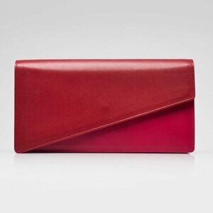 Yves Saint Laurent Red/Pink Two-Tone Calfskin Leather Diagonal Clutch Bag